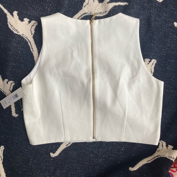 Eliza J Ponte Cream Crop Top NWT Size 12 - Picture 2 of 2